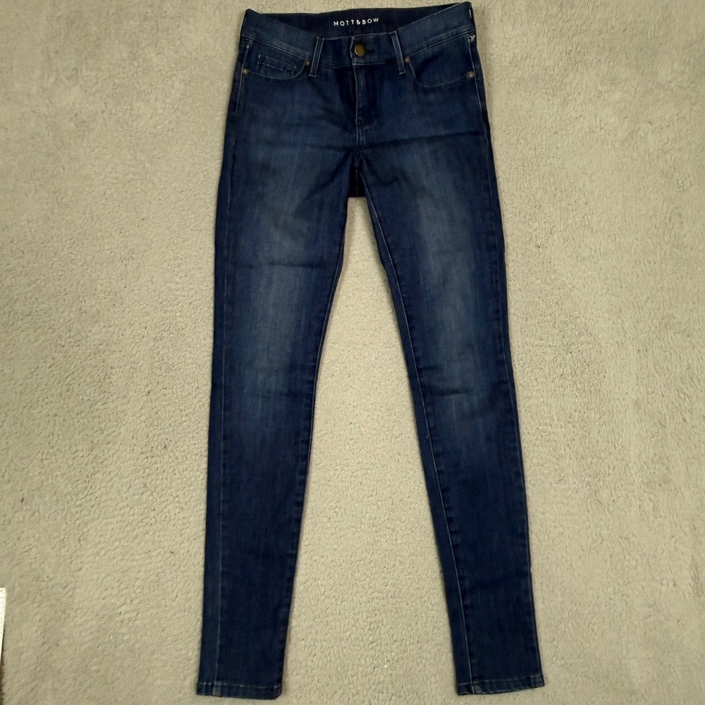 Mott & Bow Carmine Mid-Rise Skinny Jeans Dark Indigo Blue W25 Size 0 2